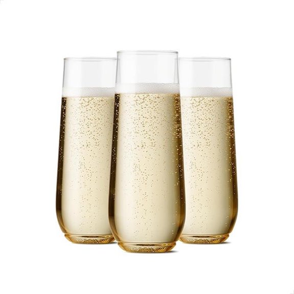 TOSSWARE 9oz Recyclable Unbreakable Champagne Flutes (12)