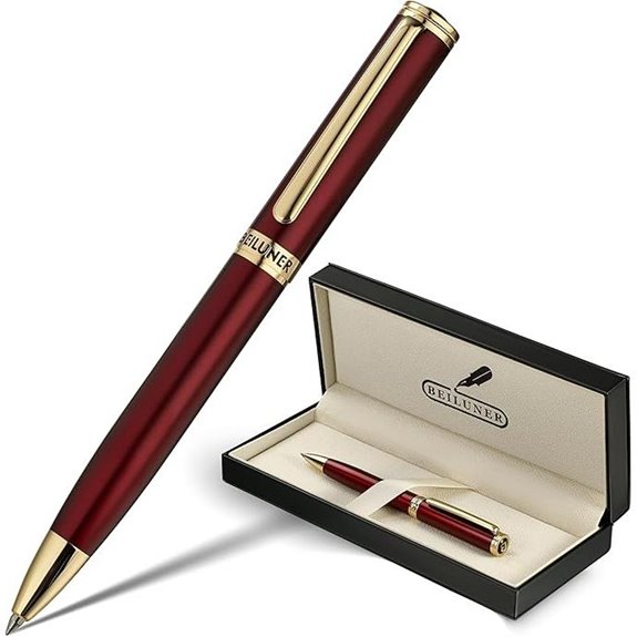 BEILUNER Red Lacquer Gel Pen Set with Gold Finish