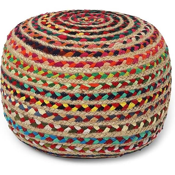 Redearth Round Braided Ottoman Pouf for Home Decor