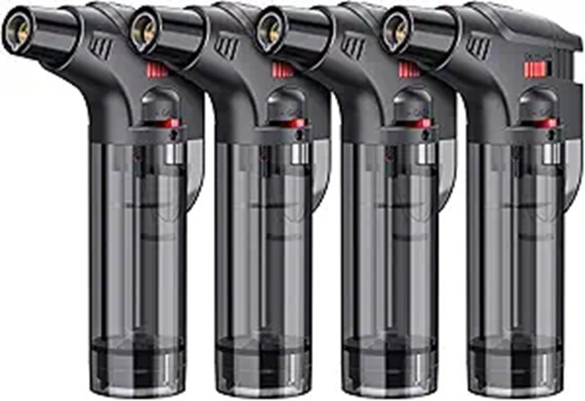 4-Pack Refillable Jet Flame Torch Lighters