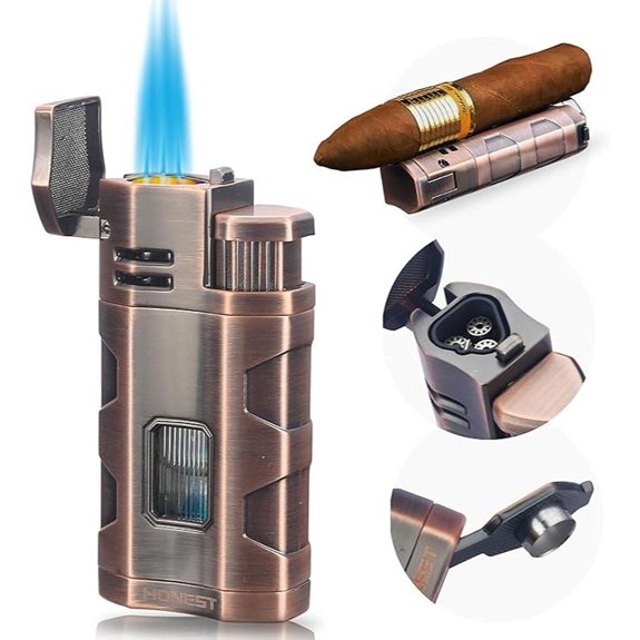 Triple Jet Flame Refillable Cigar Lighter with Punch