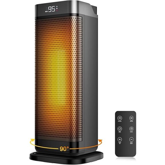 Portable Electric Space Heater with Remote and Safety Features