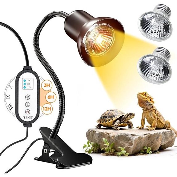 Reptile Heat Lamp with Clamp and Timer (2 Bulbs)