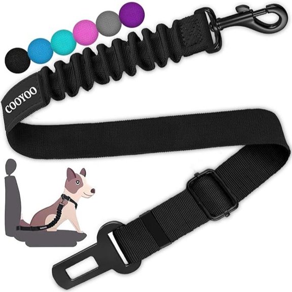 COOYOO Retractable Dog Car Seat Belt (Black)