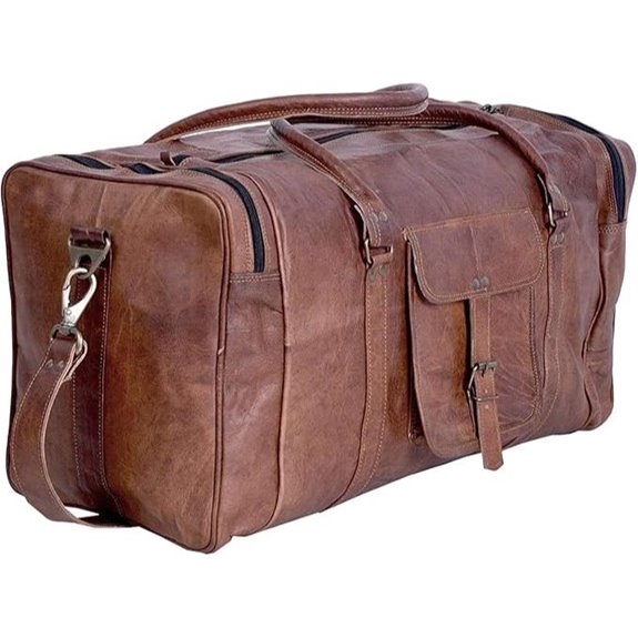 Vintage Leather Travel Duffle Bag for Men & Women