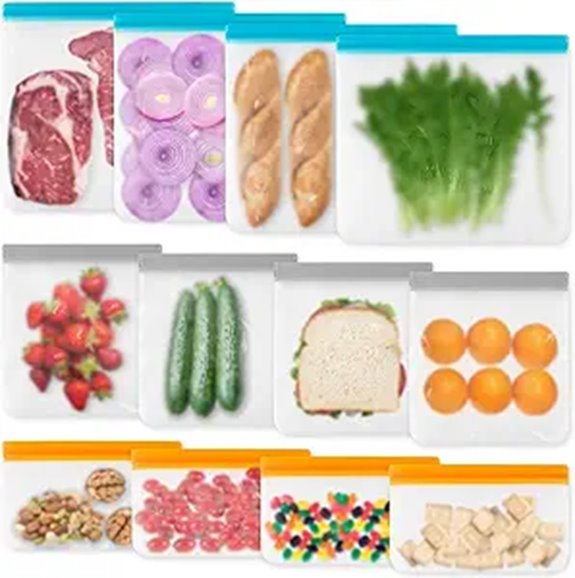 12-Pack Reusable Freezer & Food Storage Bags