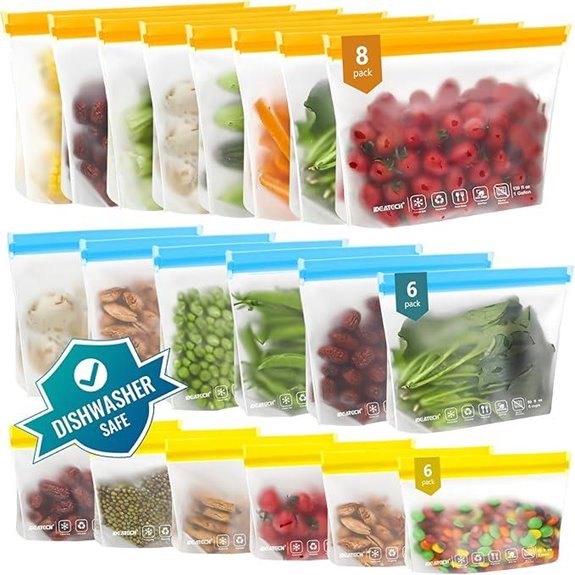 IDEATECH 20-Pack Reusable Leakproof Freezer Food Bags