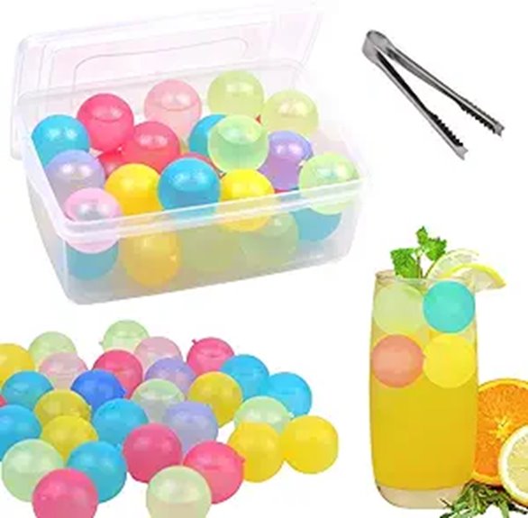 Reusable Plastic Ice Cubes with Lid (24 Pack)