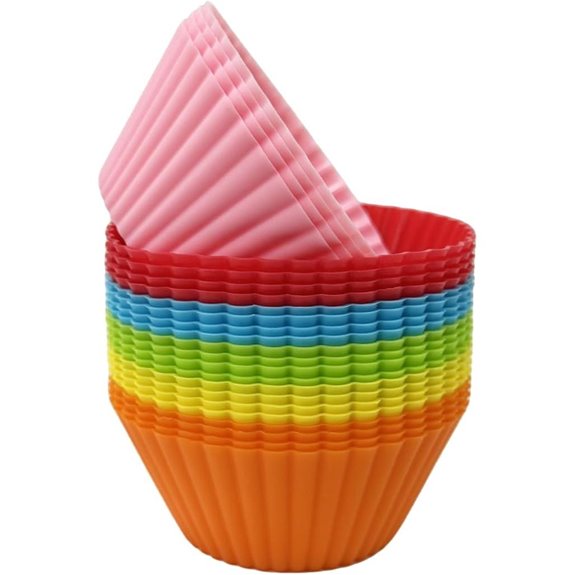 Multi-color Reusable Silicone Baking Cups (24 Pack)