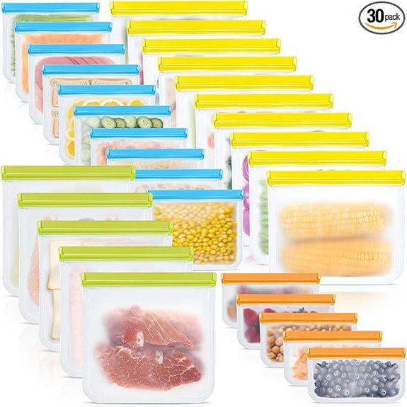 30 Pack Reusable Silicone Food Storage Bags
