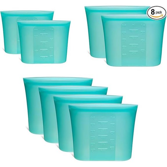 8-Pack Reusable Silicone Food Storage Bags
