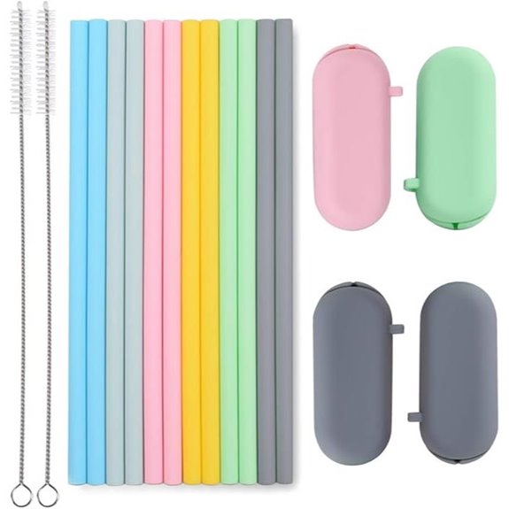 Sunseeke Reusable Silicone Straws with Pouch and Brushes