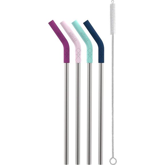 Ello Impact 4-Pack Reusable Stainless Steel Straws