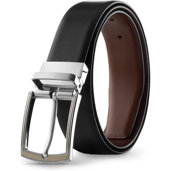 Prospero Men’s Reversible Leather Dress Belt with Buckle