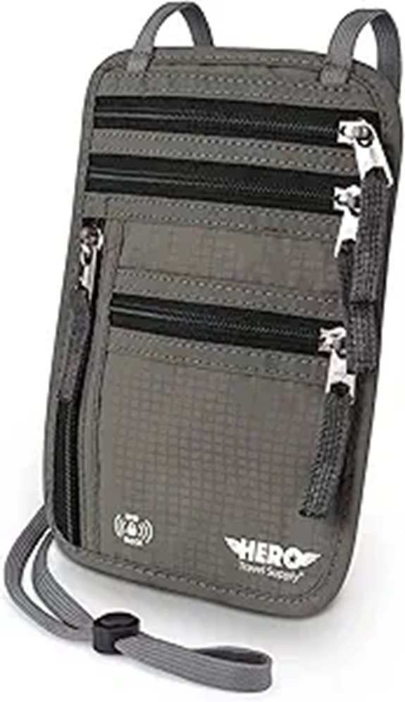 HERO RFID Passport Holder Travel Neck Wallet
