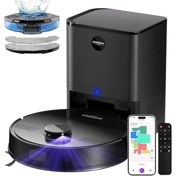 MONSGA Robot Vacuum & Mop Combo with Self-Emptying Station