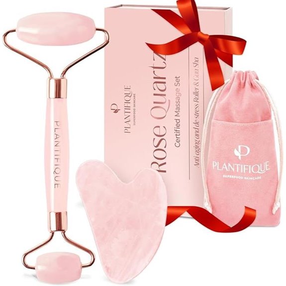 Plantifique Rose Quartz Face Roller & Gua Sha Tool