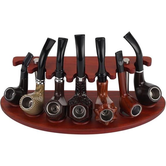 Natural Rosewood Pipe Stand Holder for 7 Pipes