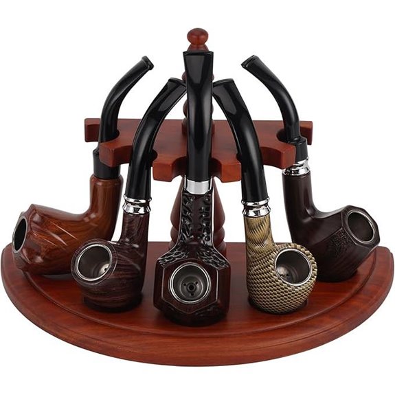 Solid Rosewood Pipe Stand for 5 Pipes