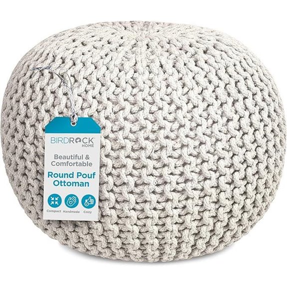 Birdrock Home Round Cotton Braided Ottoman