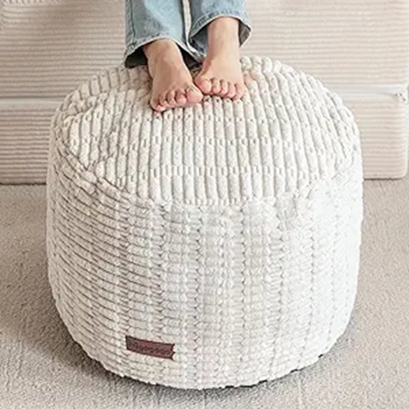 HIGOGOGO Round Foam Ottoman for Living Room Decor