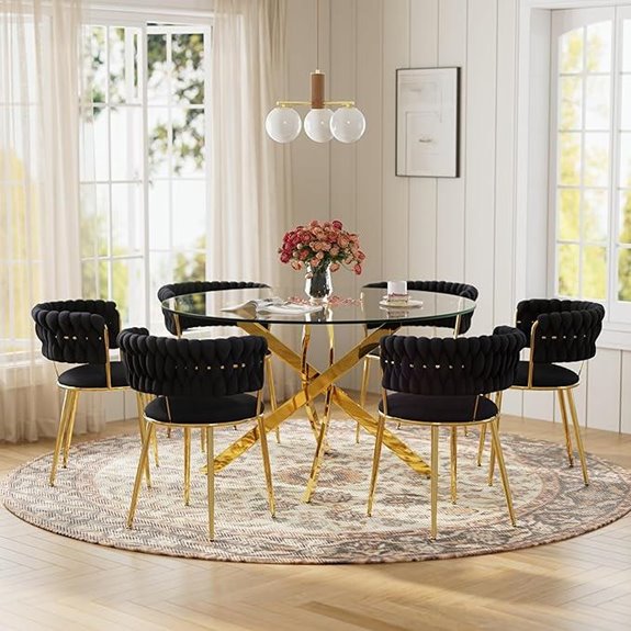 47 Round Glass Dining Set with 6 Chairs