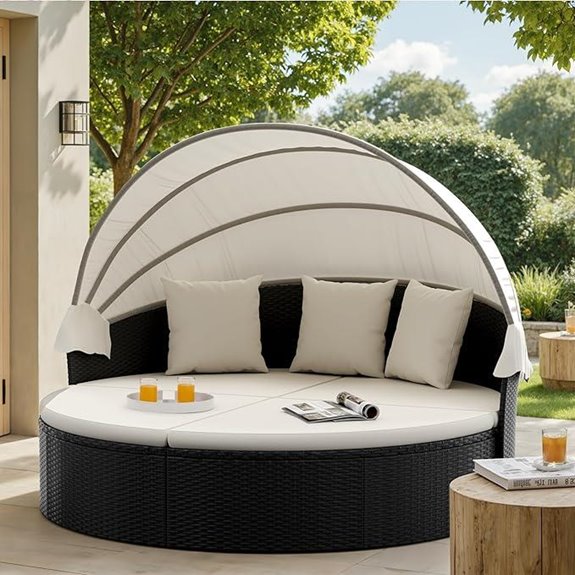 Outdoor Patio Round Daybed with Canopy