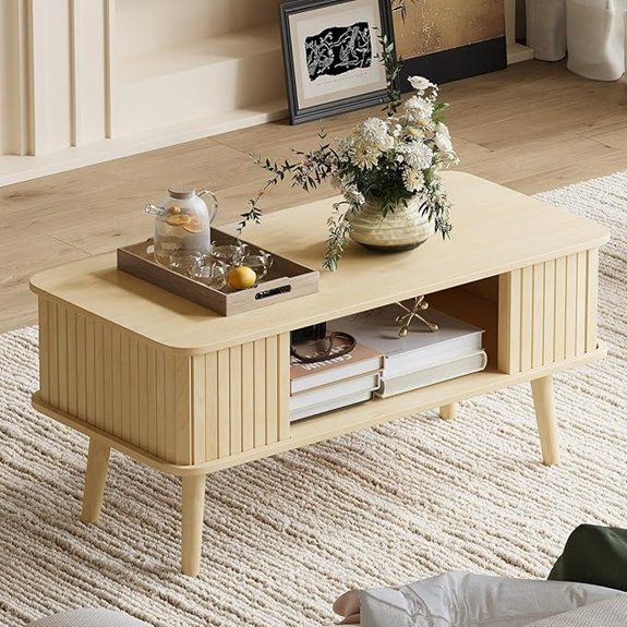 LAZZO Coffee Table with Storage Rounded Edges