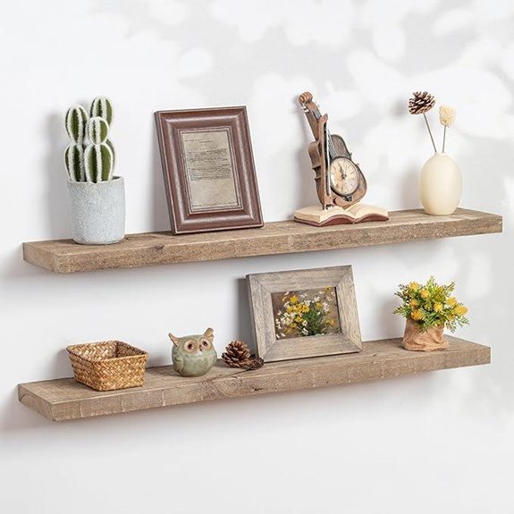 Rustic Wall Shelves with Heavy-Duty Brackets 36-inch (2 Pcs)