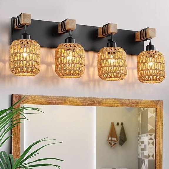 Rustic 4-Light Bathroom Vanity Wall Sconce