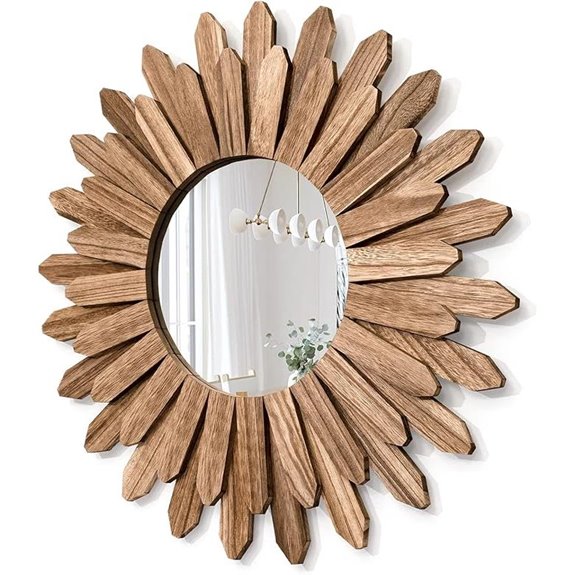 Honiway 21 Rustic Wood Wall Mirror for Home Decor