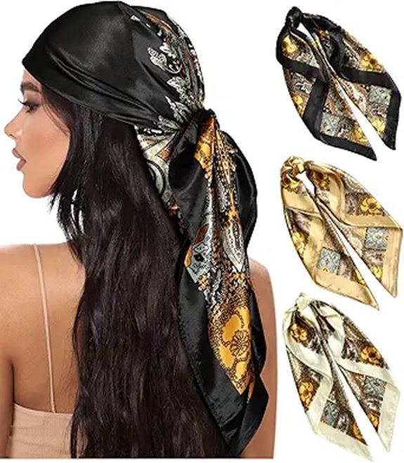 AWAYTR 35” Satin Hair Scarves (3 Pack)