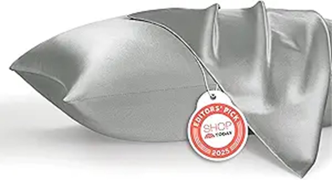 Bedsure Satin Pillowcases Set of 2 Queen Silver Grey