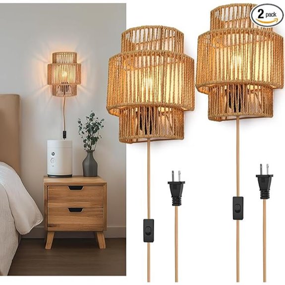 Bohemian Wall Sconces Set of 2 with Switch