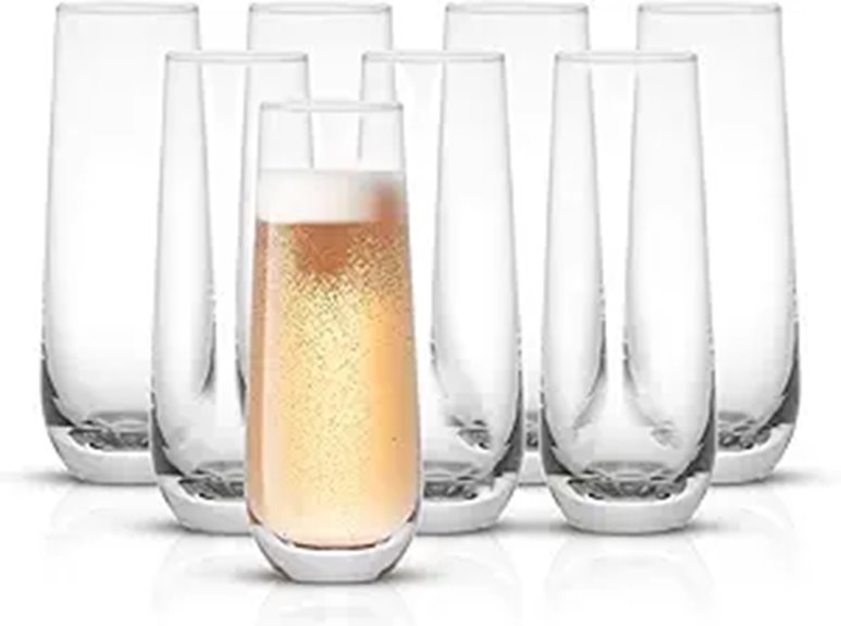 JoyJolt Milo Stemless Champagne Flutes Set of 8