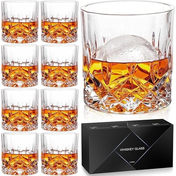 Whiskey Glasses Set of 8 11 oz Gift Pack