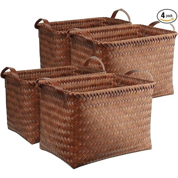 Brownlily Woven Laundry Baskets Storage Set (4 Pack)