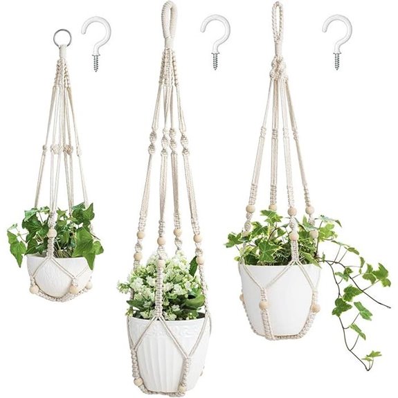 Mkono 3 Pack Macrame Plant Hangers Ivory Medium