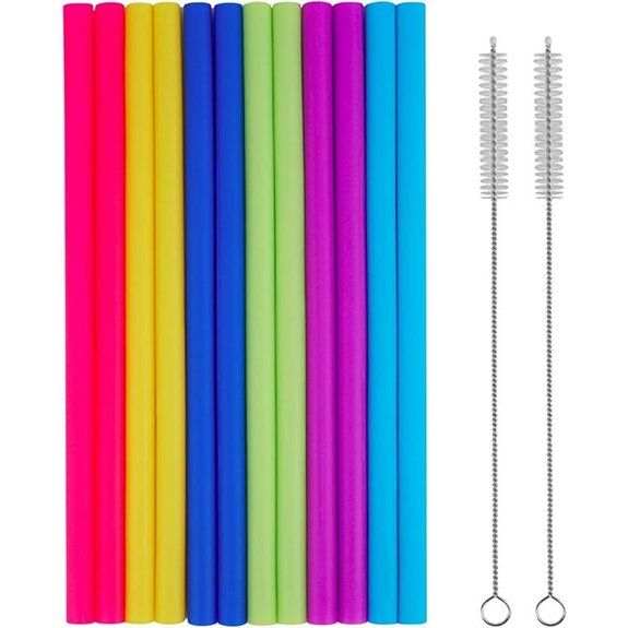 Tifanso 14PCS Reusable Silicone Straws with Brushes