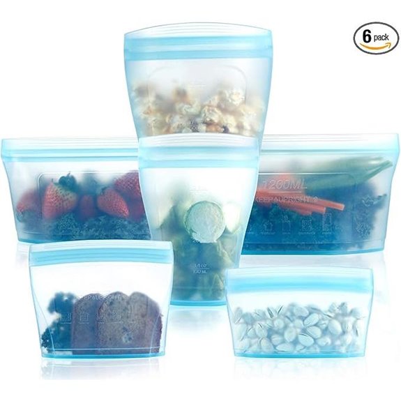 Reusable Silicone Food Storage Bags (6-Pack)