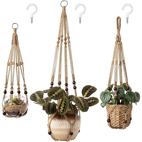 Mkono 3 Pack Macrame Plant Hangers Medium Brown