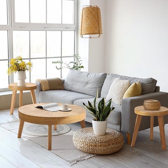 Farmhouse Round Nesting Coffee Tables Set of 3