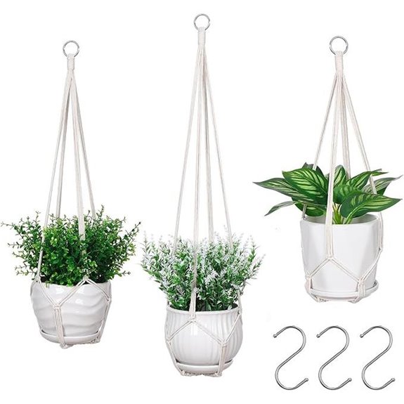 YIBOT 3-Pack Macrame Plant Hangers with Hooks