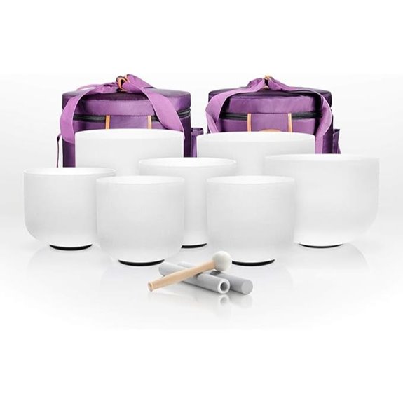 TOPFUND Chakra Crystal Singing Bowls Set (7 Pieces)