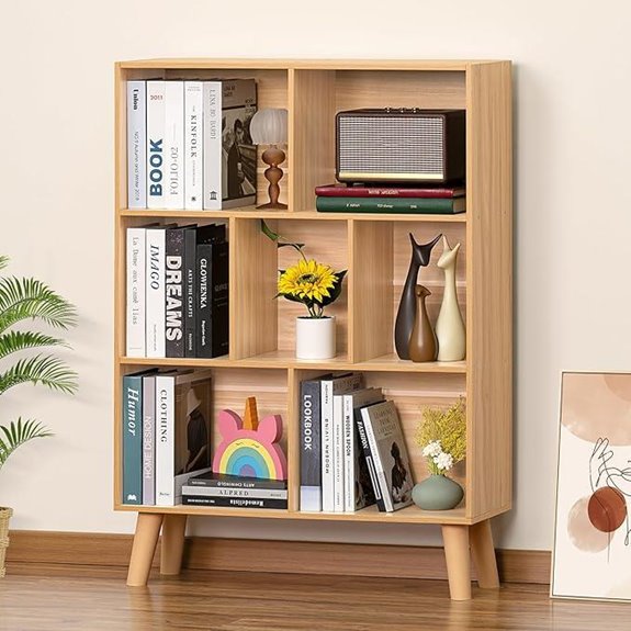 LEYAOYAO 7-Cube Wooden Book Shelf with Legs