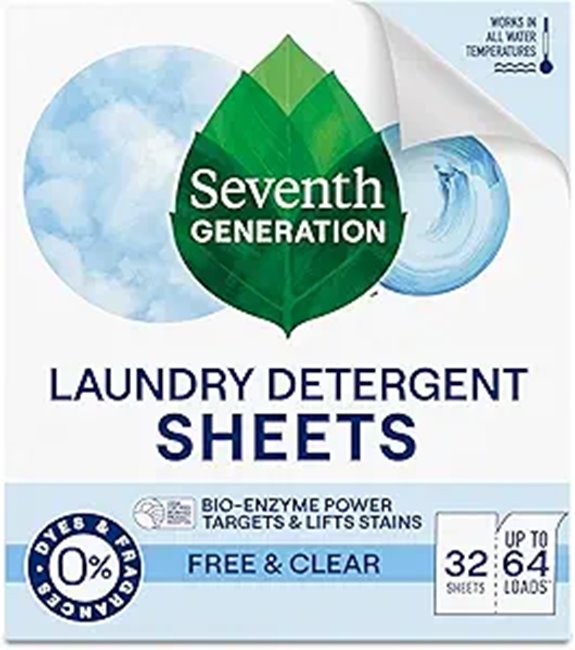 Seventh Generation Laundry Detergent Sheets 32ct Free & Clear