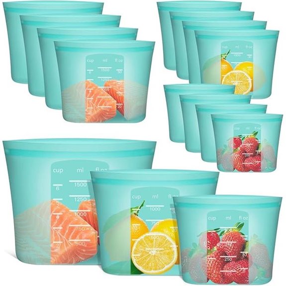 Reusable Silicone Food Storage Bags (12 Pack)