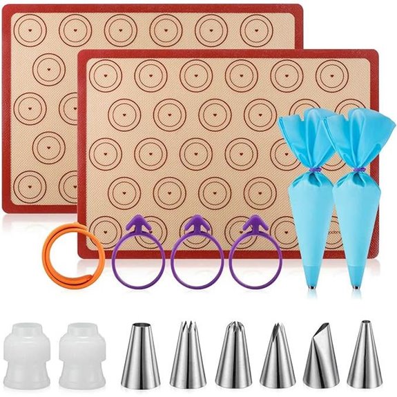 Angadona Macaron Silicone Baking Mats & Piping Kit