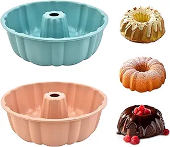 2 Pack Silicone Bundt Cake Pans (Pink & Blue)