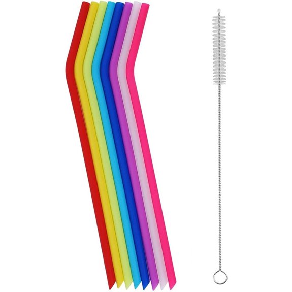 Tifanso 8 Pack Silicone Drinking Straws with Brush